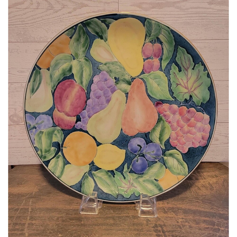 Vintage Fruit Majolica Plate The Oklahoma Importing Co 10 Inch Decorative Plate